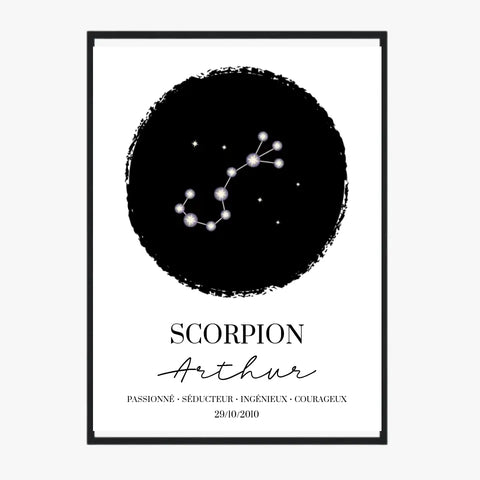 Tableau Personnalisé Signe Astrologique étoiles Scorpion