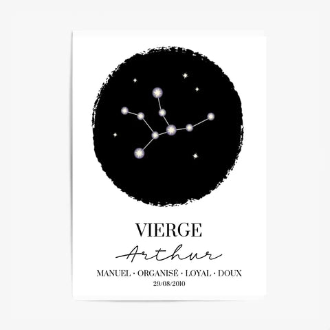 Tableau Personnalisé Signe Astrologique étoiles Vierge