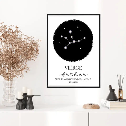 Tableau Personnalisé Signe Astrologique étoiles Vierge