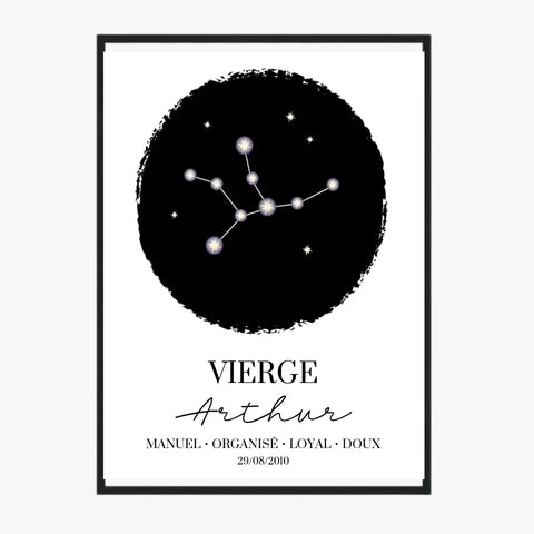 Tableau Personnalisé Signe Astrologique étoiles Vierge