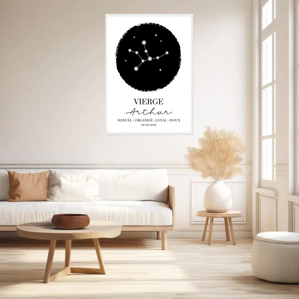 Tableau Personnalisé Signe Astrologique étoiles Vierge