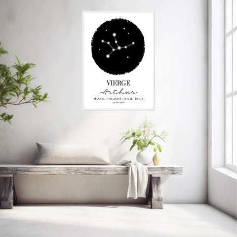 Tableau Personnalisé Signe Astrologique étoiles Vierge