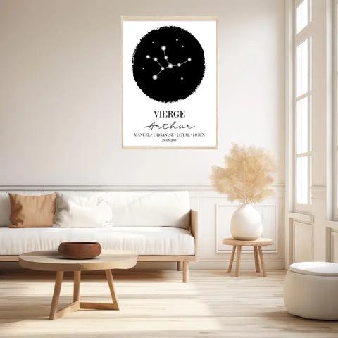 Tableau Personnalisé Signe Astrologique étoiles Vierge