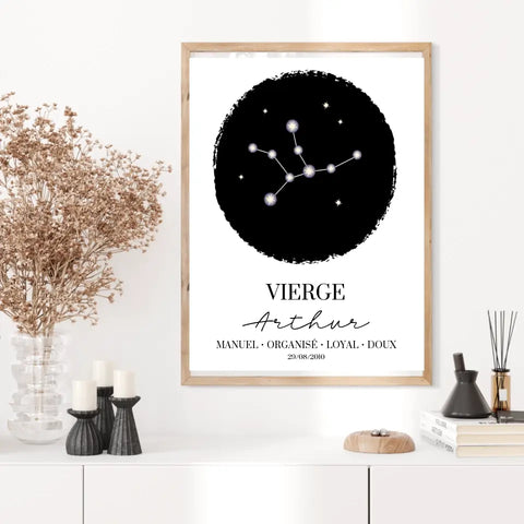 Tableau Personnalisé Signe Astrologique étoiles Vierge