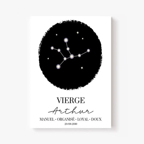 Tableau Personnalisé Signe Astrologique étoiles Vierge