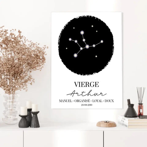 Tableau Personnalisé Signe Astrologique étoiles Vierge