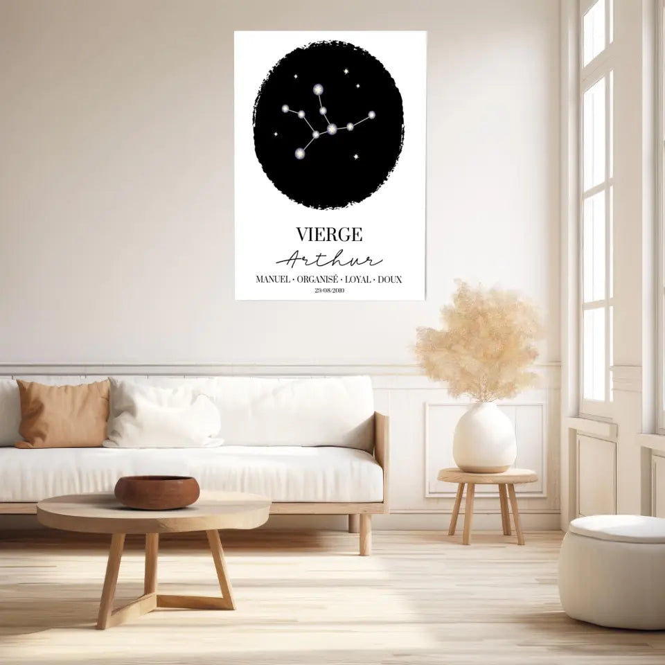 Tableau Personnalisé Signe Astrologique étoiles Vierge