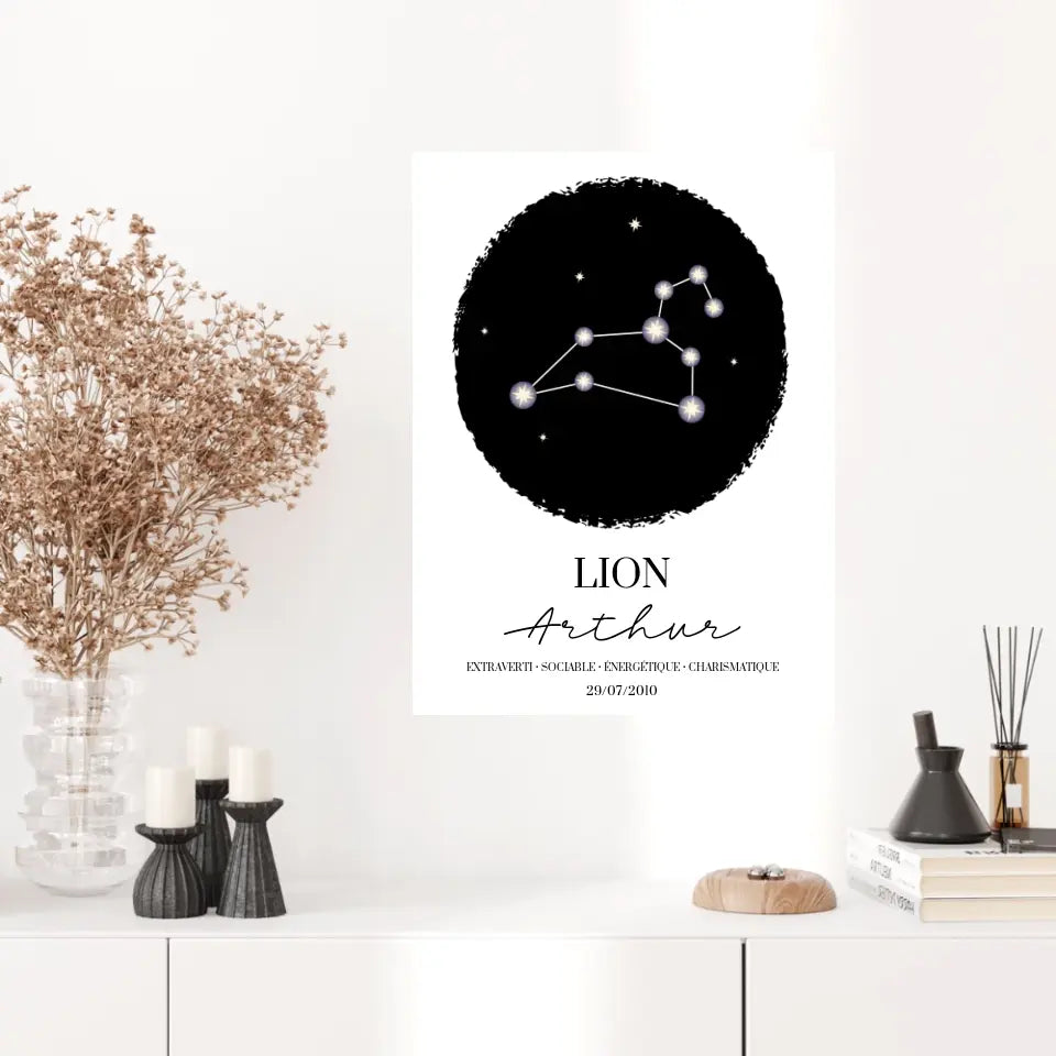 Tableau Personnalisé Signe Astrologique étoiles Lion