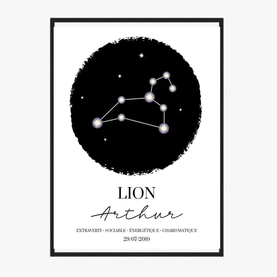 Tableau Personnalisé Signe Astrologique étoiles Lion