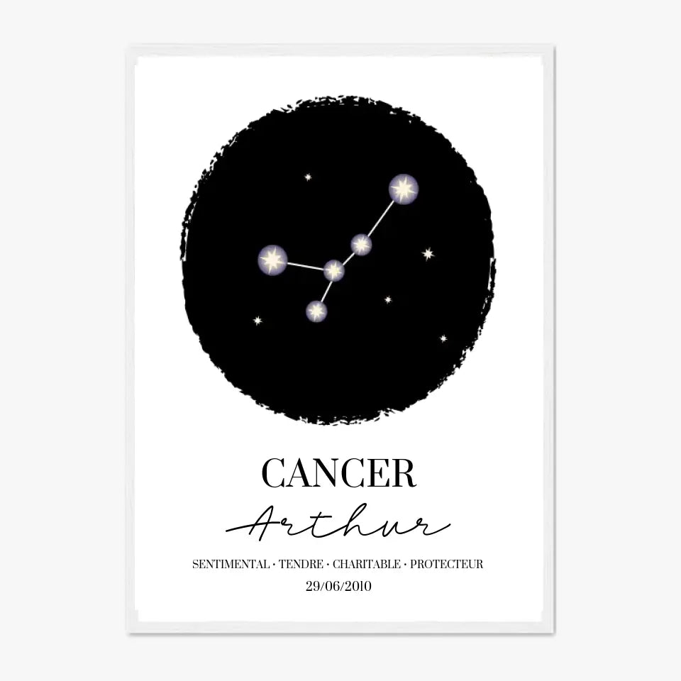 Tableau Personnalisé Signe Astrologique étoiles Cancer