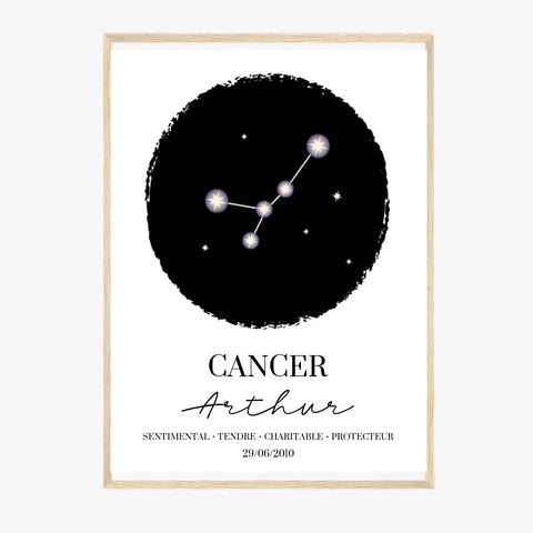 Tableau Personnalisé Signe Astrologique étoiles Cancer