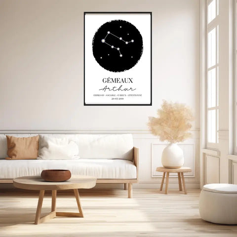 Tableau Personnalisé Signe Astrologique étoiles Gémeaux