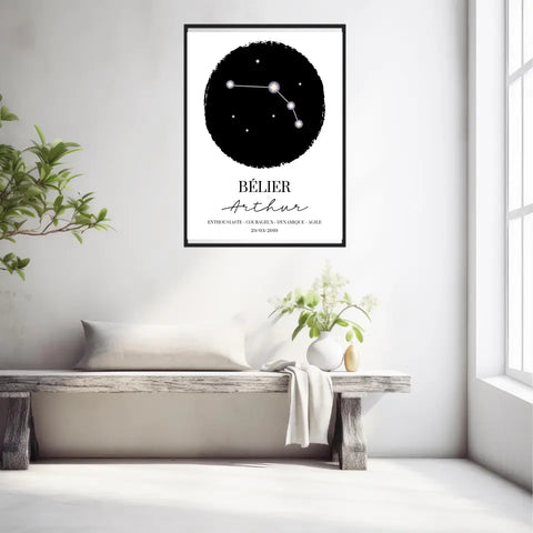 Tableau Personnalisé Signe Astrologique étoiles Belier