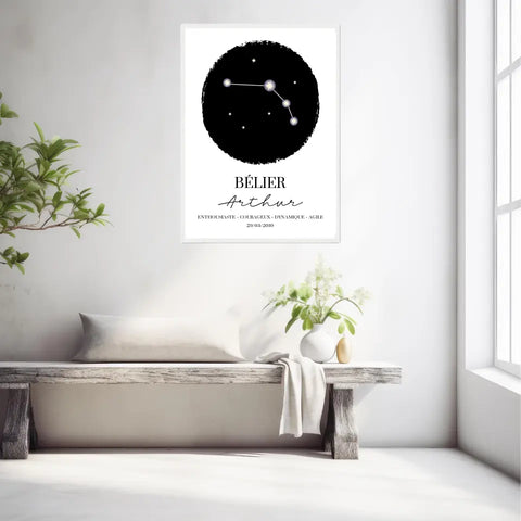 Tableau Personnalisé Signe Astrologique étoiles Belier