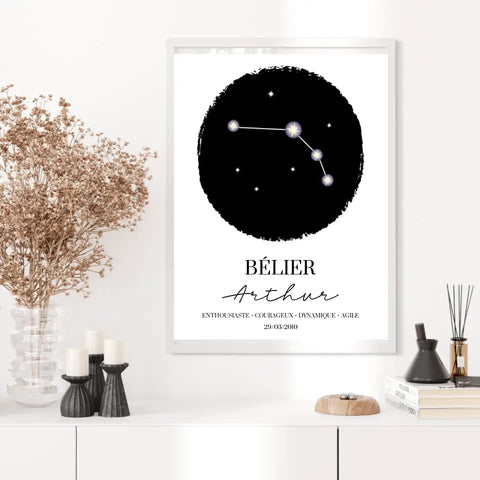 Tableau Personnalisé Signe Astrologique étoiles Belier