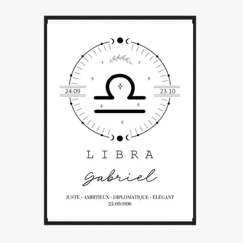 Tableau Personnalisé Signe Astrologique Boho Balance