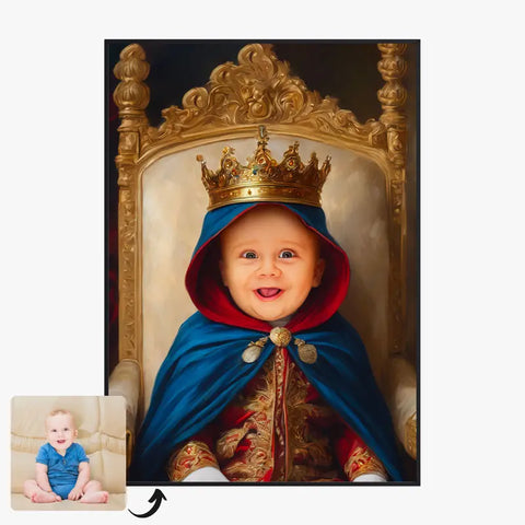 Tableau Personnalisé Photo Portrait Enfant Royal Cape Bleu Roi