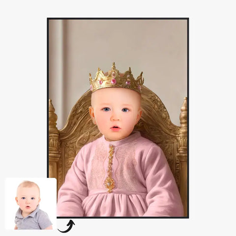 Tableau Personnalisé Photo Portrait Enfant Royal Robe Rose