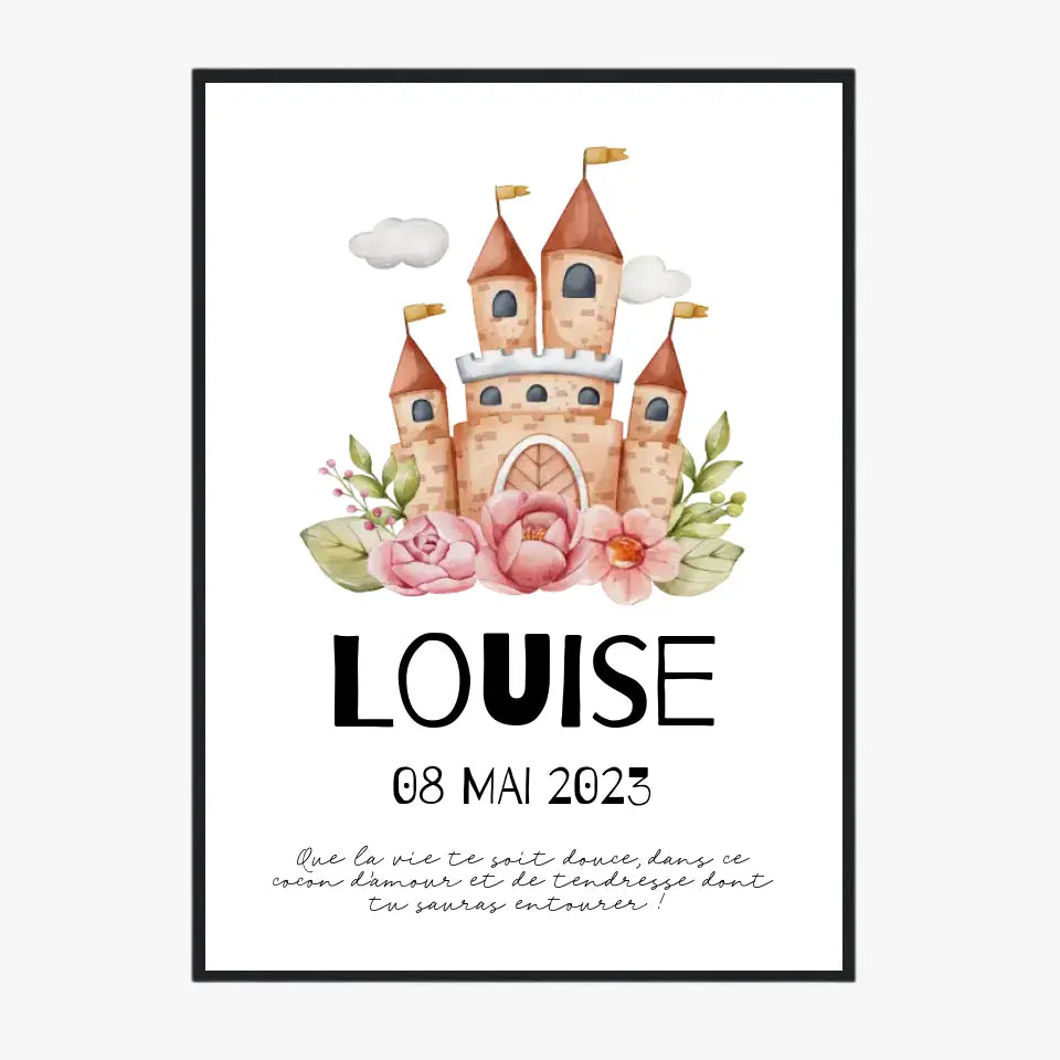 Affiche Naissance Personnalisé Château