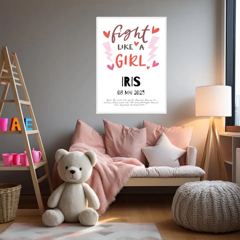 Affiche Naissance Personnalisé Fight Like Girl