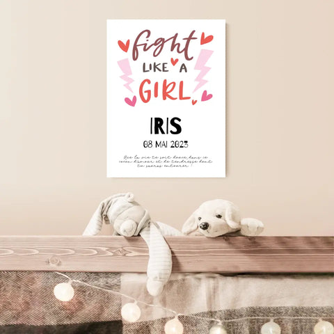 Affiche Naissance Personnalisé Fight Like Girl