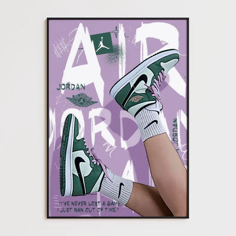 Affiche et Tableau Pop Art de Sneakers Nike Air Jordan vert