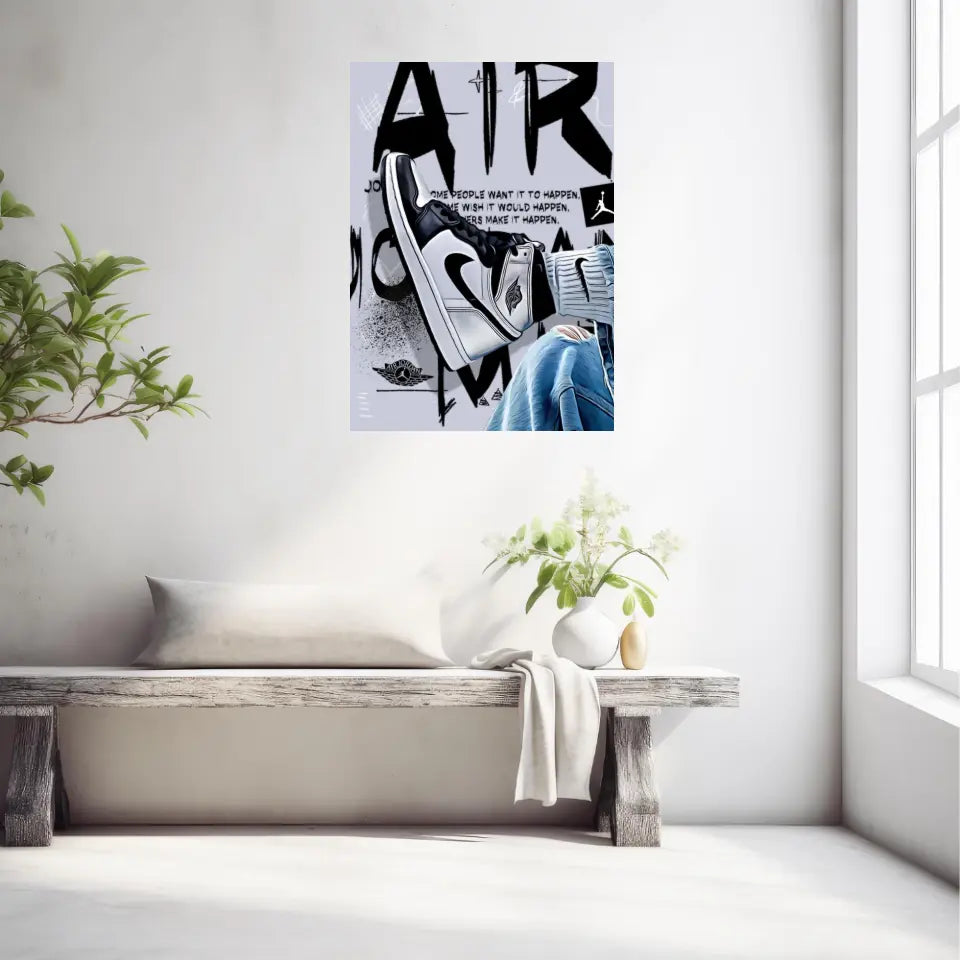 Affiche et Tableau Pop Art de Sneakers Nike Air Jordan Noir