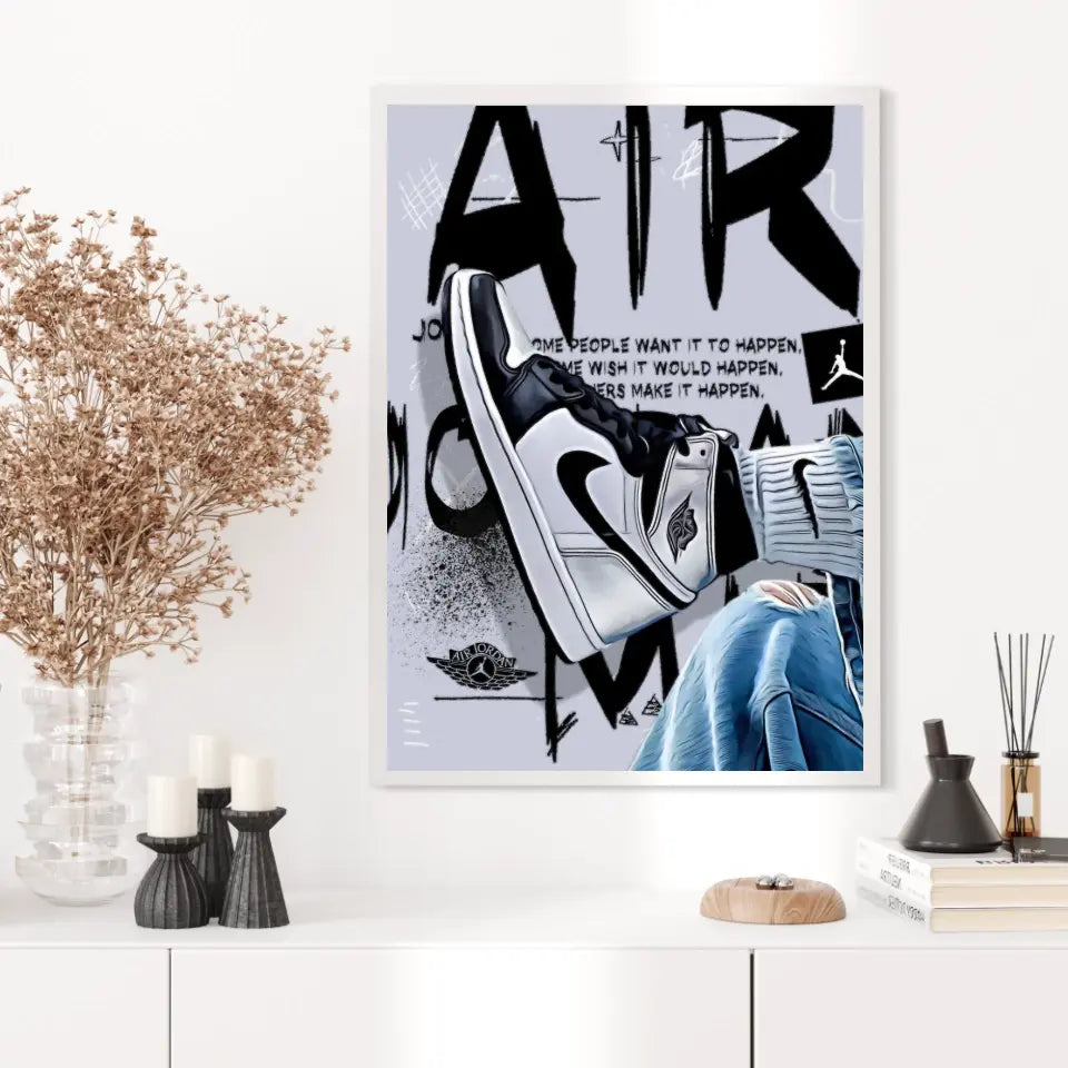 Affiche et Tableau Pop Art de Sneakers Nike Air Jordan Noir