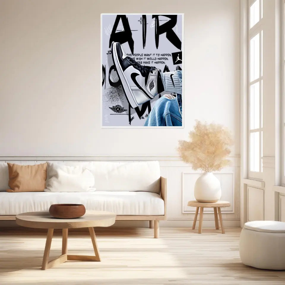 Affiche et Tableau Pop Art de Sneakers Nike Air Jordan Noir