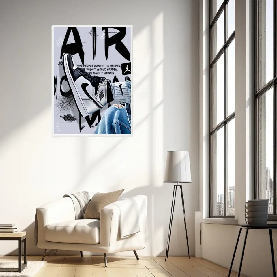 Affiche et Tableau Pop Art de Sneakers Nike Air Jordan Noir