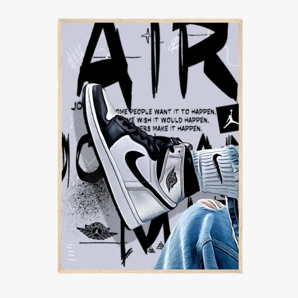 Affiche et Tableau Pop Art de Sneakers Nike Air Jordan Noir