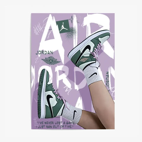 Affiche et Tableau Pop Art de Sneakers Nike Air Jordan vert