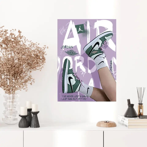 Affiche et Tableau Pop Art de Sneakers Nike Air Jordan vert