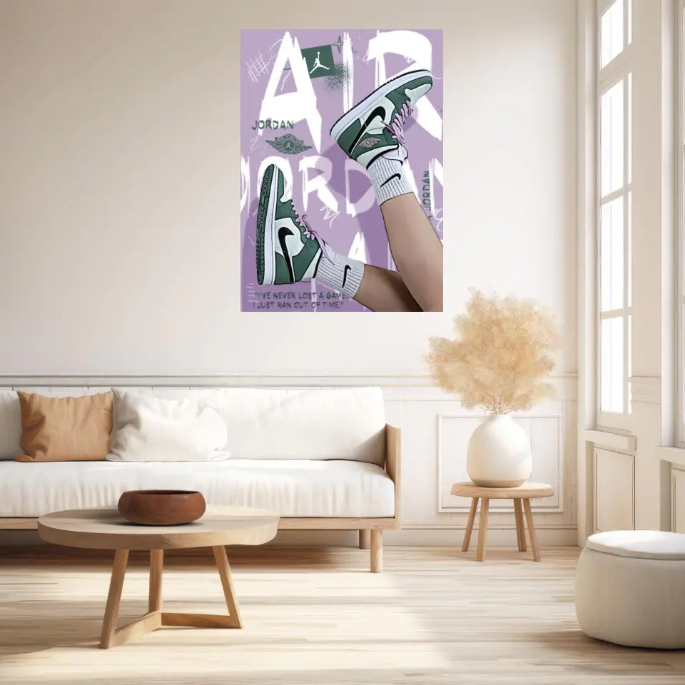 Affiche et Tableau Pop Art de Sneakers Nike Air Jordan vert