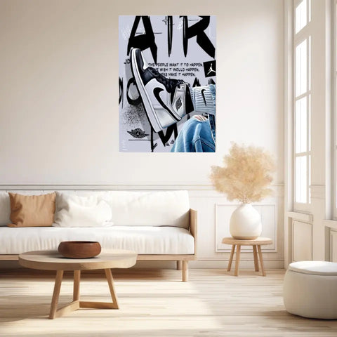 Affiche et Tableau Pop Art de Sneakers Nike Air Jordan Noir