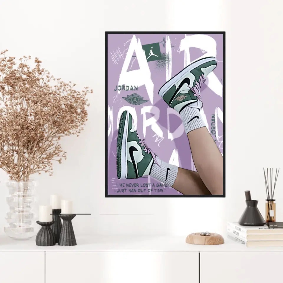 Affiche et Tableau Pop Art de Sneakers Nike Air Jordan vert