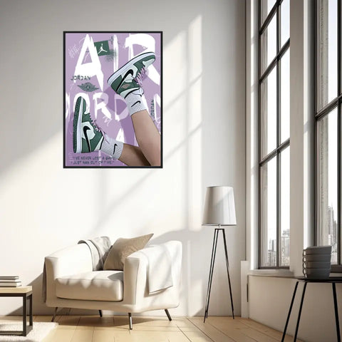 Affiche et Tableau Pop Art de Sneakers Nike Air Jordan vert