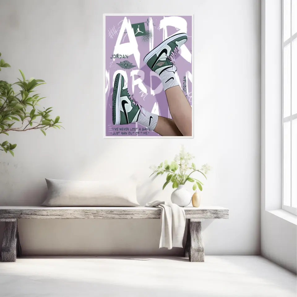 Affiche et Tableau Pop Art de Sneakers Nike Air Jordan vert