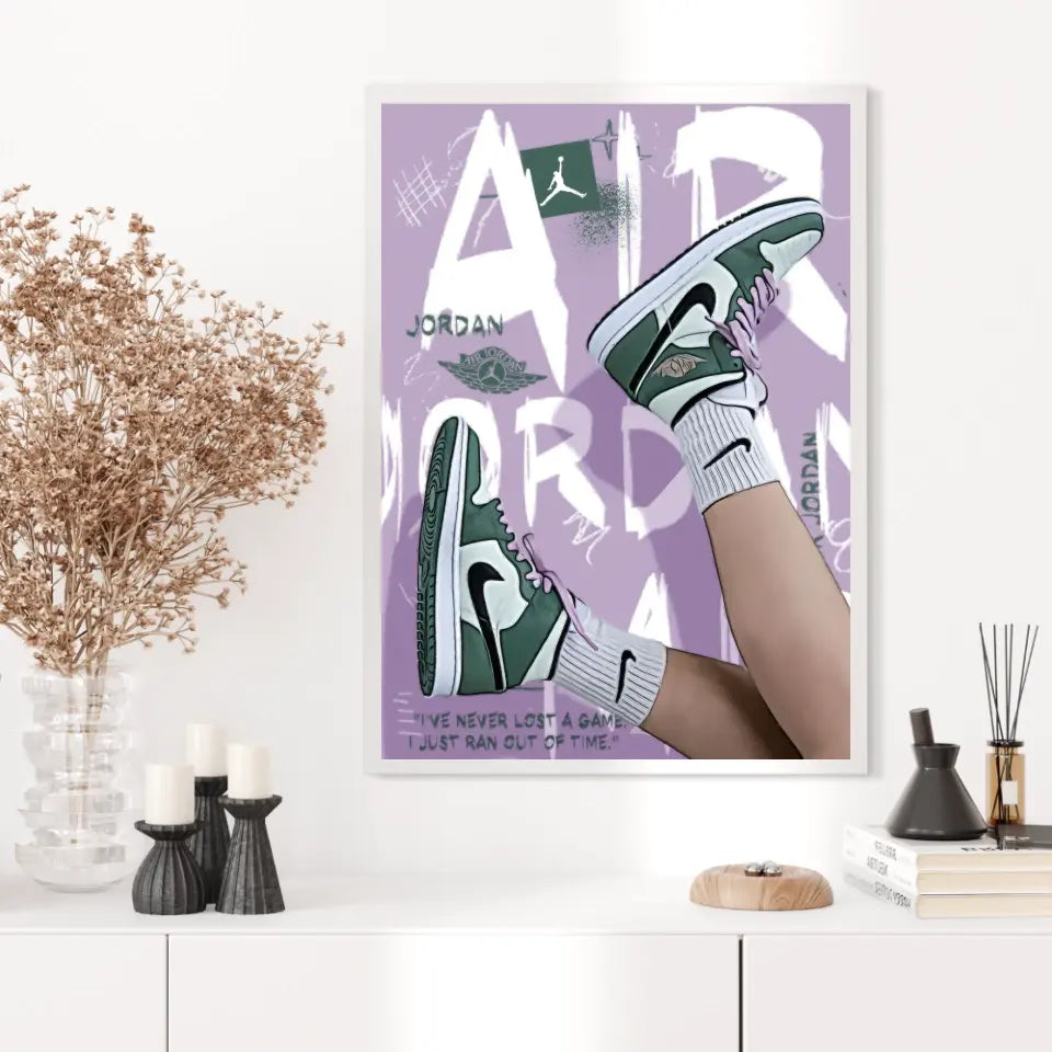 Affiche et Tableau Pop Art de Sneakers Nike Air Jordan vert