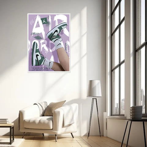 Affiche et Tableau Pop Art de Sneakers Nike Air Jordan vert