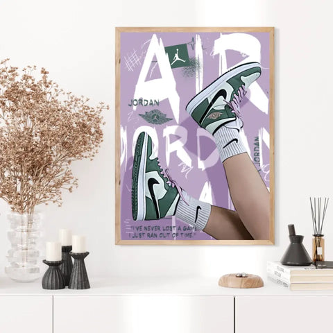 Affiche et Tableau Pop Art de Sneakers Nike Air Jordan vert