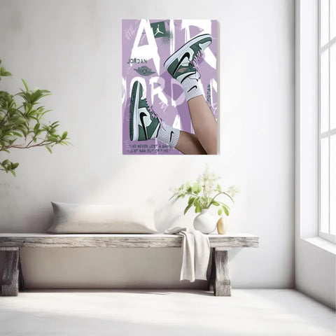 Affiche et Tableau Pop Art de Sneakers Nike Air Jordan vert