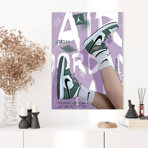 Affiche et Tableau Pop Art de Sneakers Nike Air Jordan vert