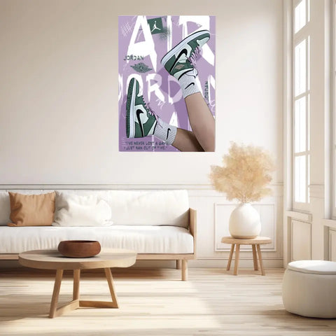 Affiche et Tableau Pop Art de Sneakers Nike Air Jordan vert