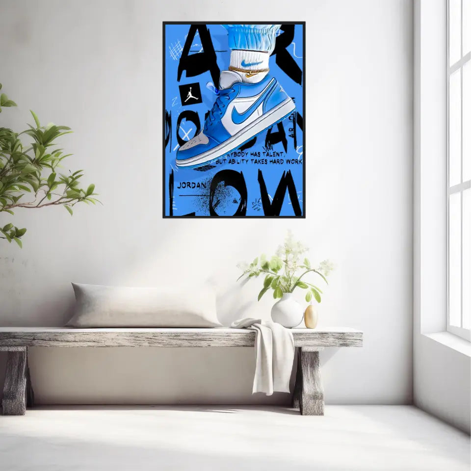 Affiche et Tableau Pop Art de Sneakers Nike Air Jordan Bleu