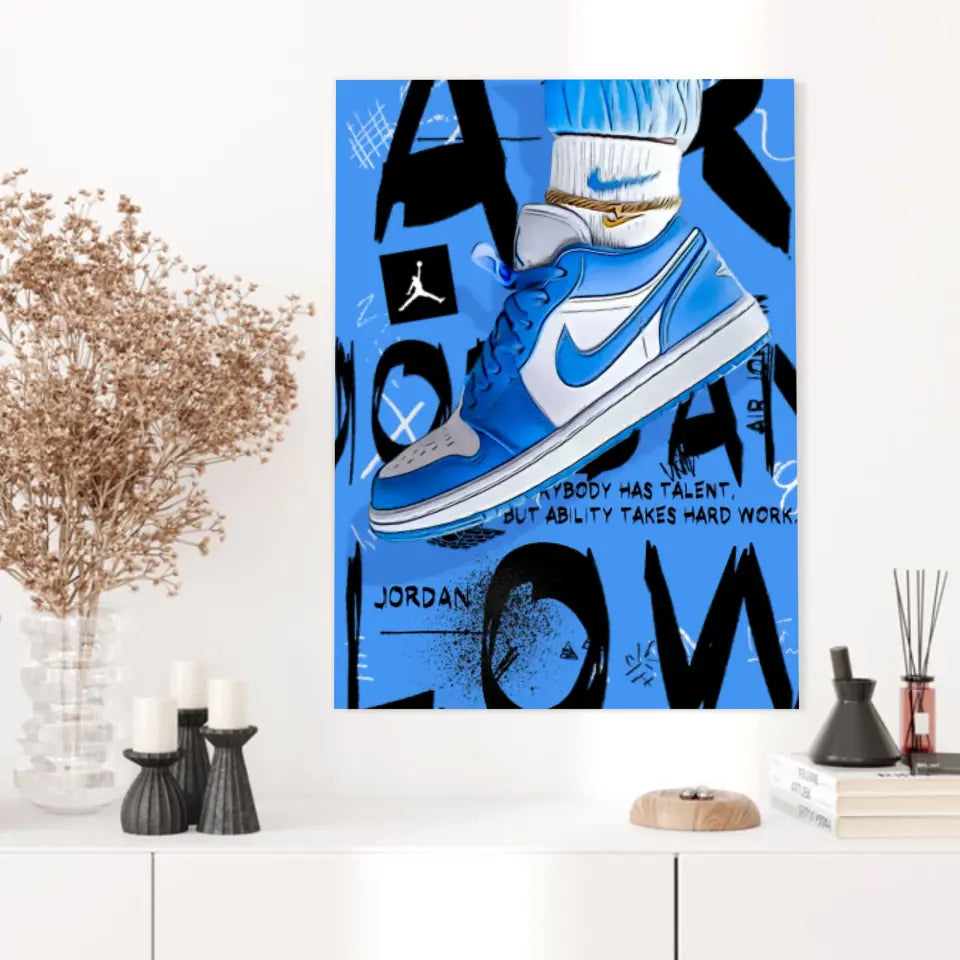Affiche et Tableau Pop Art de Sneakers Nike Air Jordan Bleu