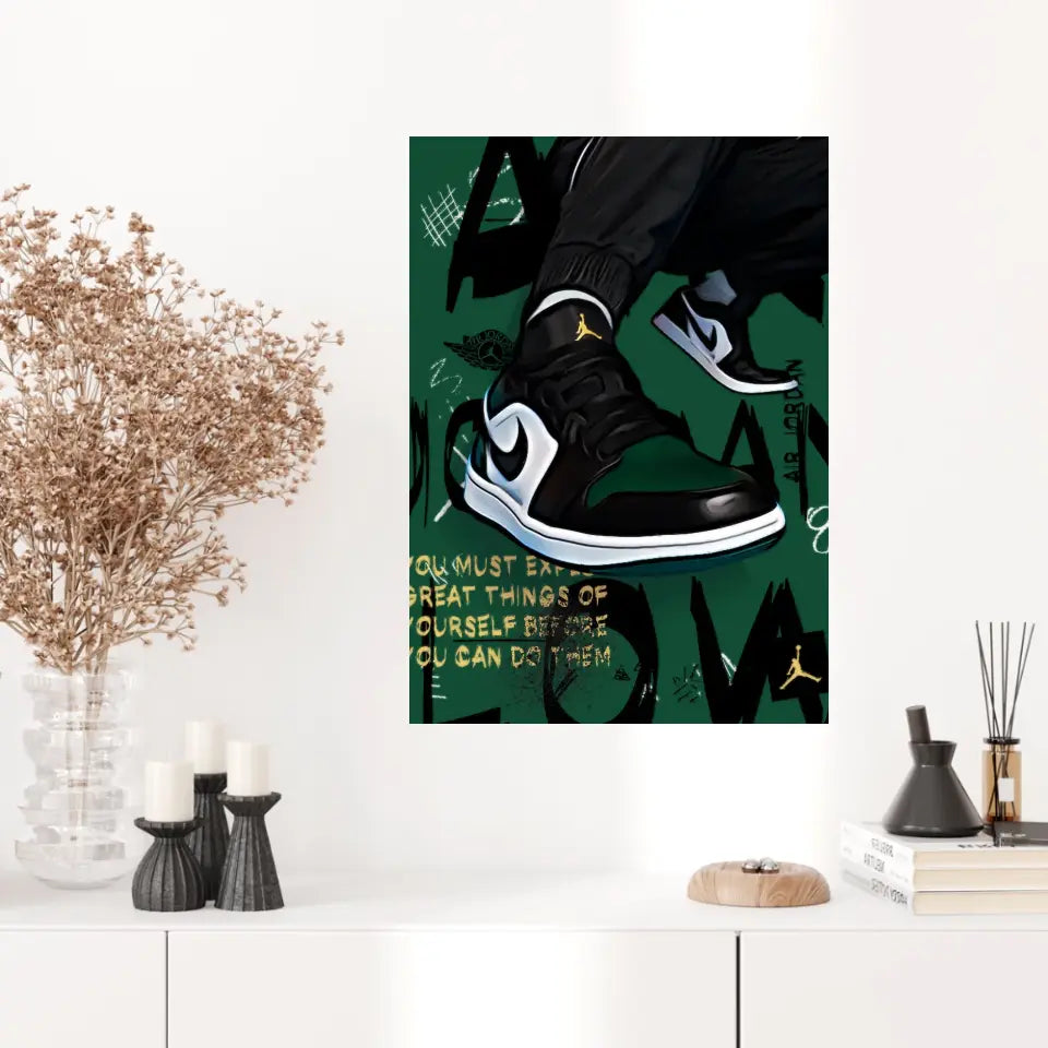 Affiche et Tableau Pop Art de Sneakers Nike Air Jordan Kaki