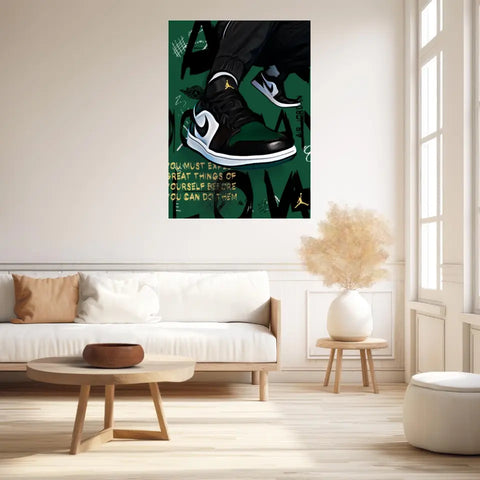 Affiche et Tableau Pop Art de Sneakers Nike Air Jordan Kaki