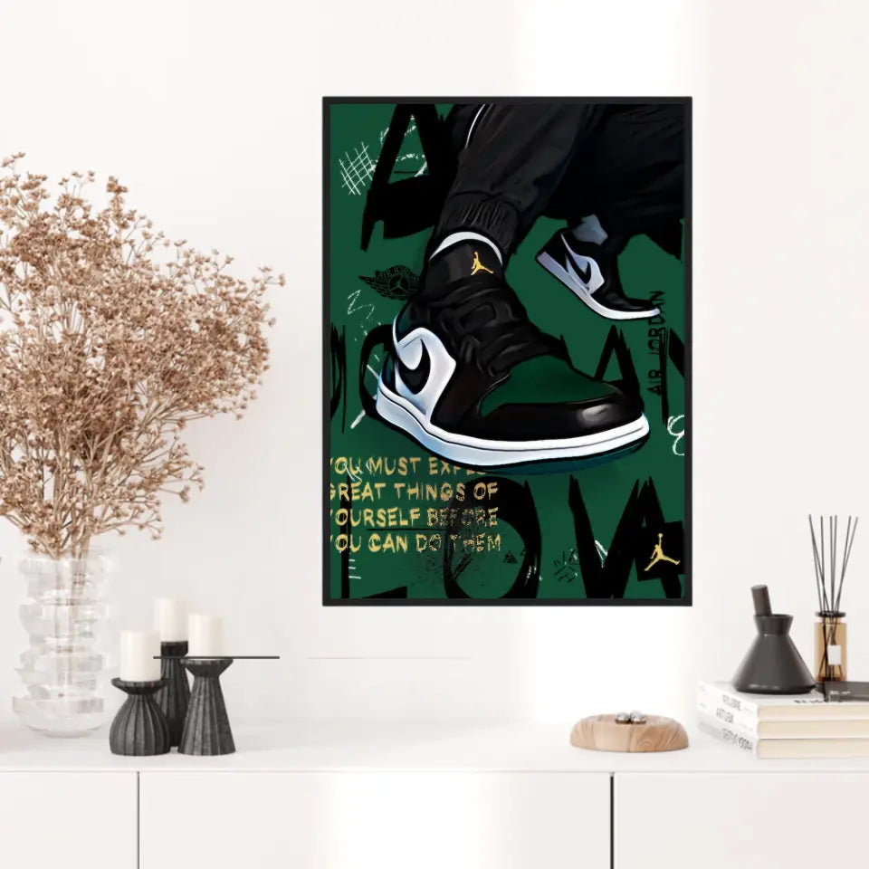 Affiche et Tableau Pop Art de Sneakers Nike Air Jordan Kaki