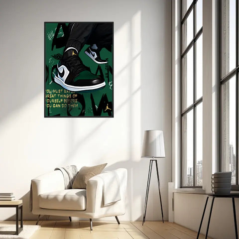 Affiche et Tableau Pop Art de Sneakers Nike Air Jordan Kaki